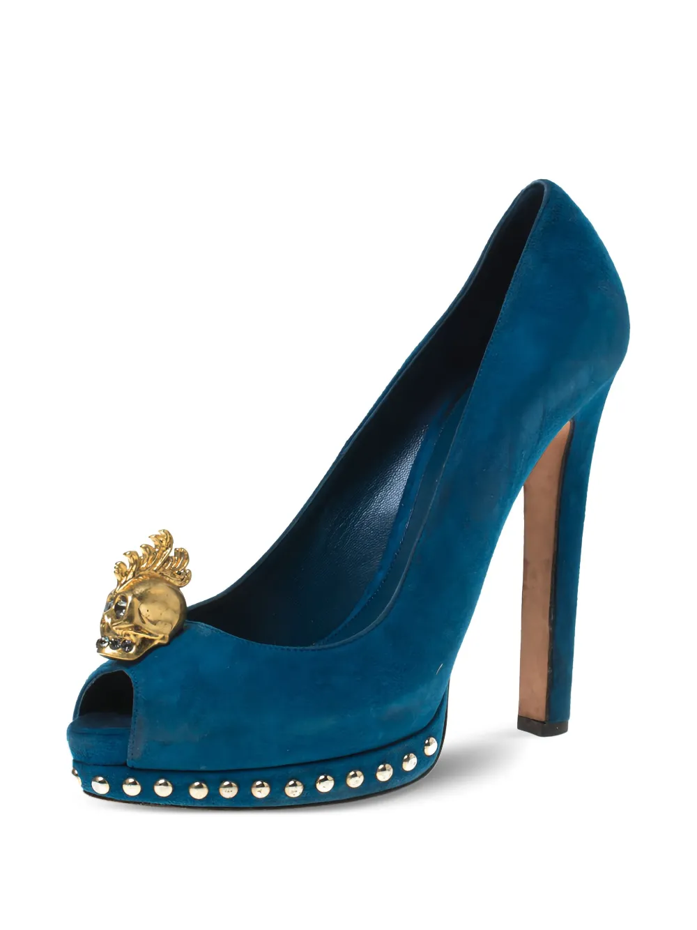 Alexander McQueen Pre-Owned 140 mm sandalen verfraaid met doodskop en open neus - Blauw