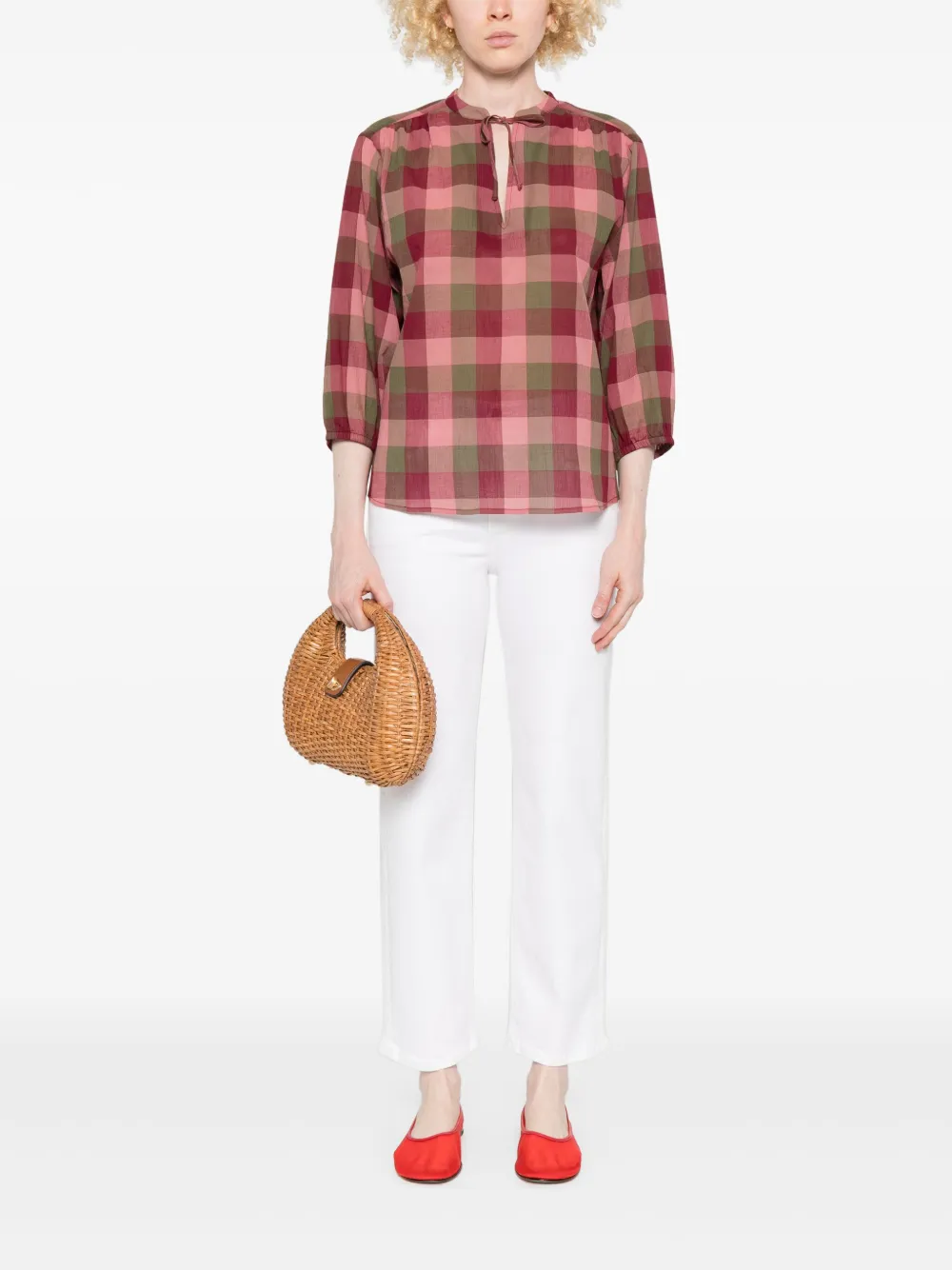Woolrich Geruite blouse - Roze
