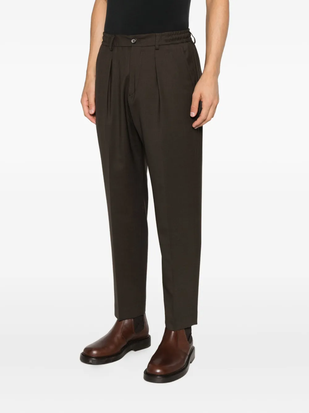 Be Able Pleated Elasticated-waist Trousers In Brown