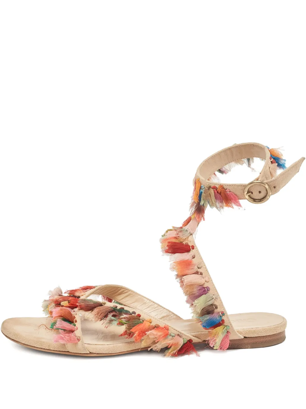 Chloé Pre-Owned suede fringed sandals | Neutrals | Image 1