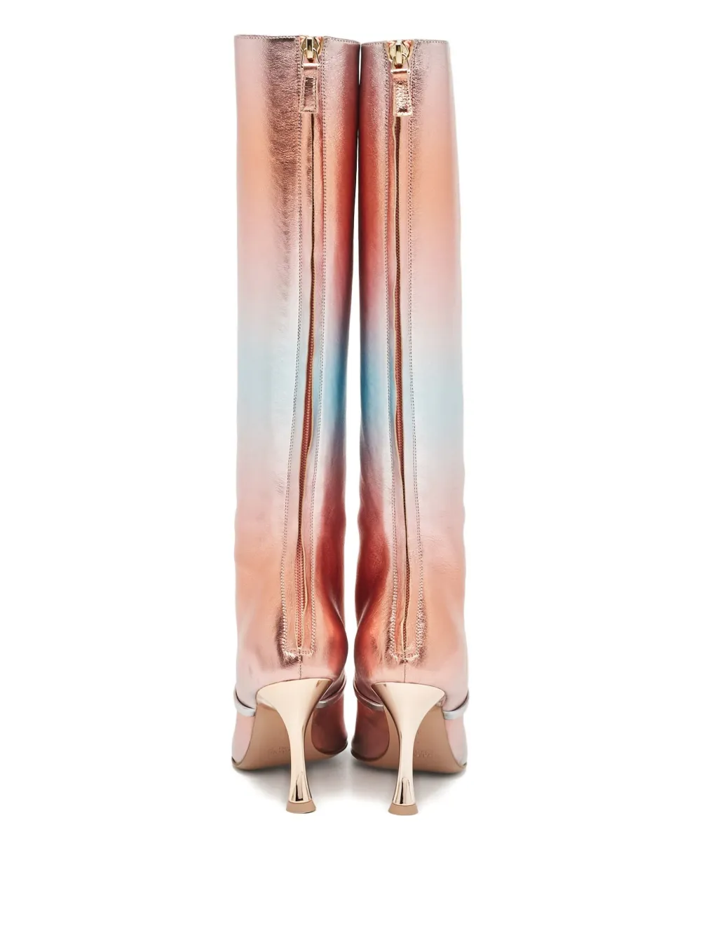 Pre-owned Malone Souliers Ombré-print Leather Boots In Orange