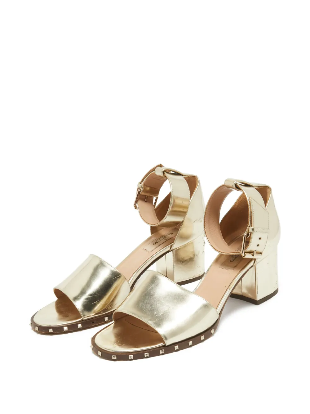 Valentino Garavani Pre-Owned 60 mm metallic sandalen - Goud