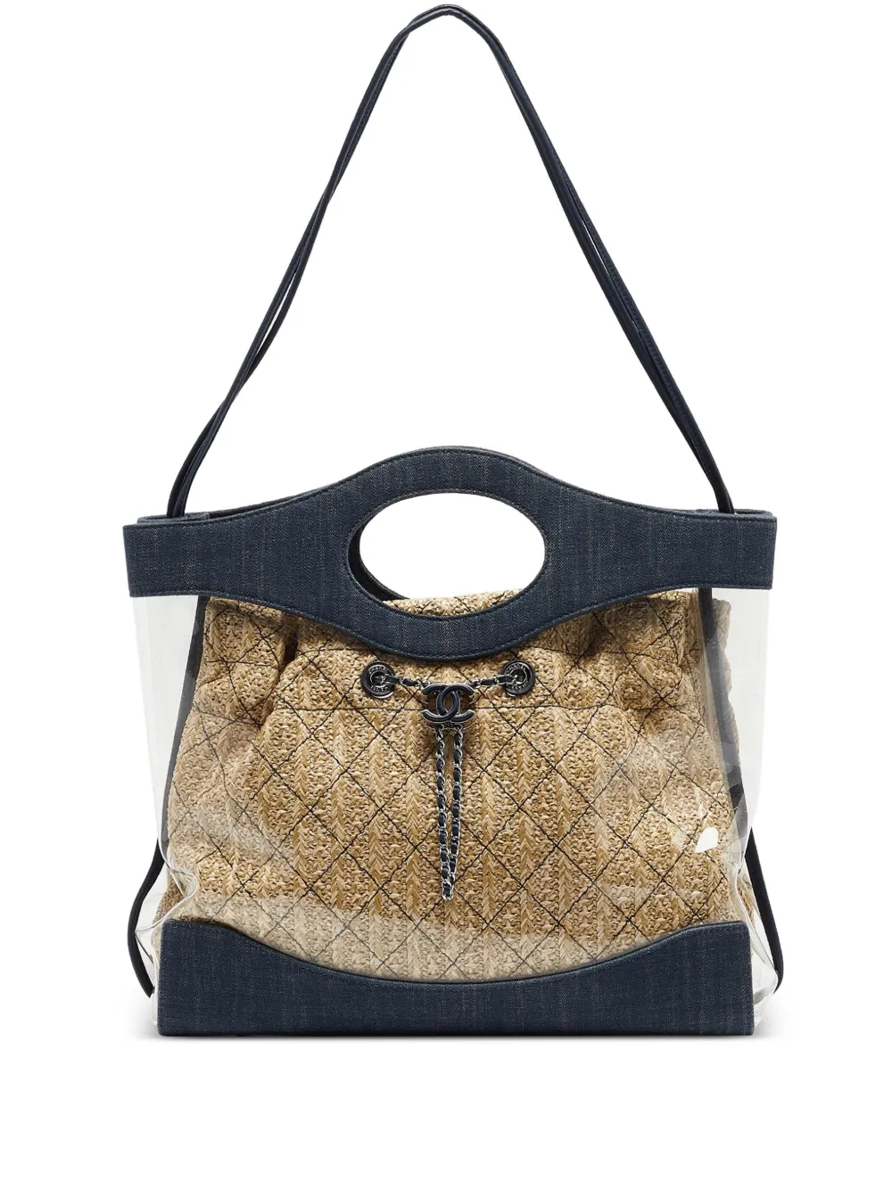 CHANEL Pre-Owned デニムディテール ショルダーバッグ - ニュートラル CHANEL Pre-Owned デニムディテール ショルダーバッグ - ニュートラル