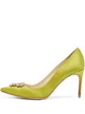 Brian Atwood 90mm satin pointed-toe pumps - Green