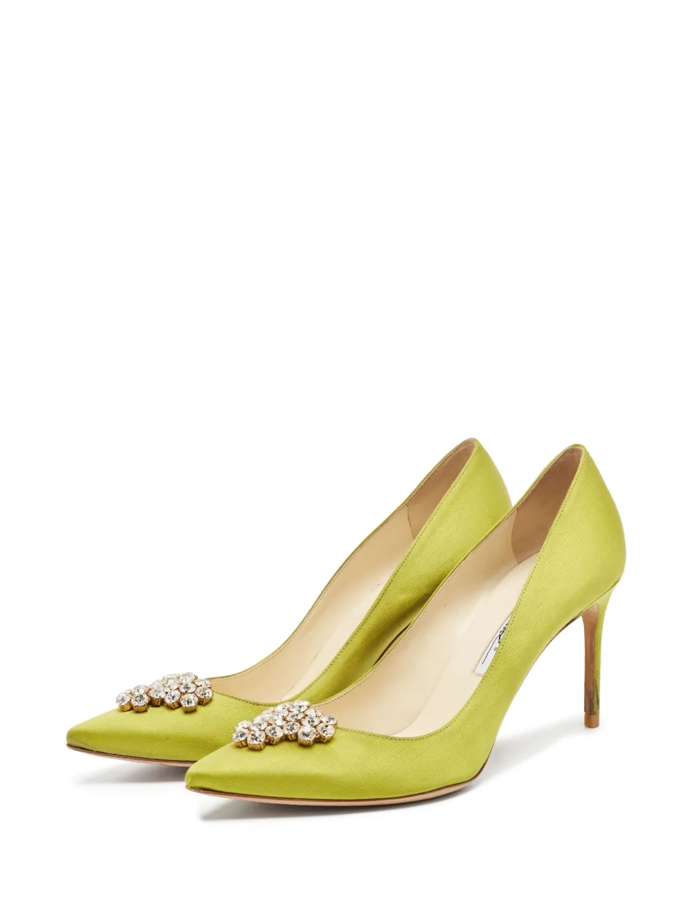 Brian Atwood 90 mm satijnen pumps met puntige neus - Groen