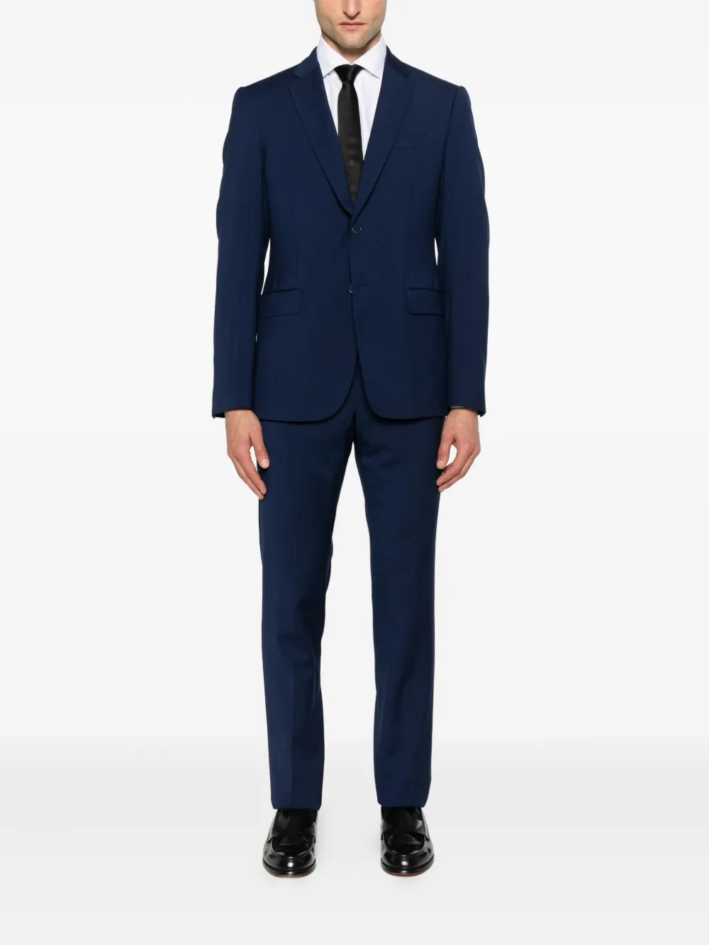 Emporio Armani Pak met enkele rij knopen van scheerwol Blauw