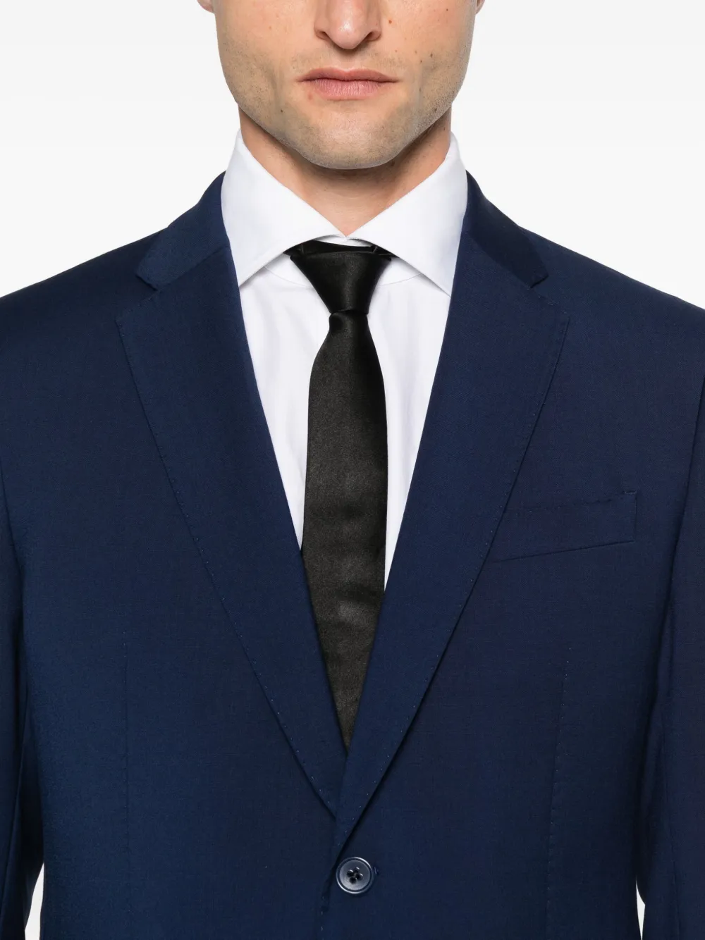 Emporio Armani Pak met enkele rij knopen van scheerwol Blauw