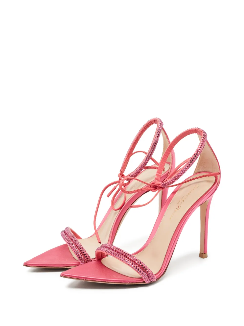 Gianvito Rossi 100 mm Montercarlo satijnen sandalen met enkelbandje - Roze