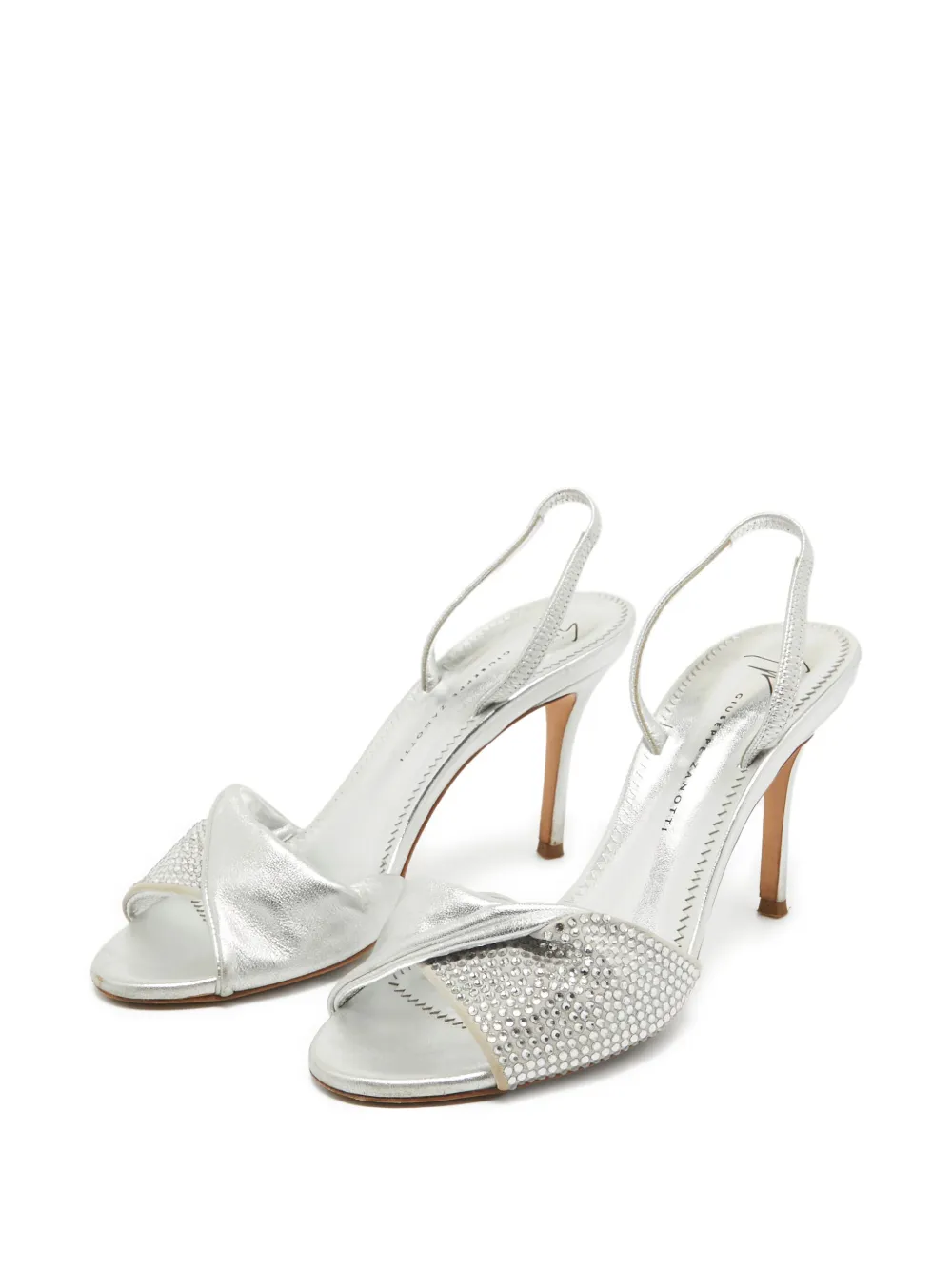 Giuseppe Zanotti Vintage 90 mm Lilibeth Starlight slingback sandalen verfraaid met stras - Zilver