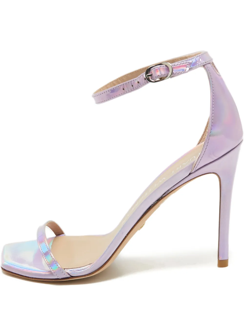 Pre-owned Stuart Weitzman 105mm Nudistcurve Iridescent Ankle-strap Sandals