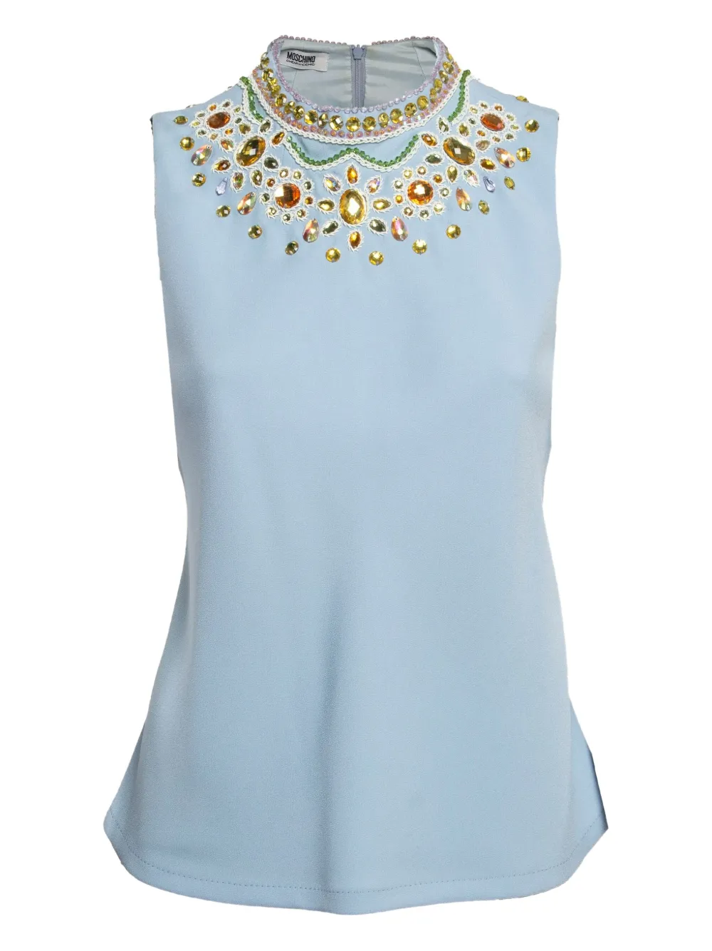 beaded-neck blouse