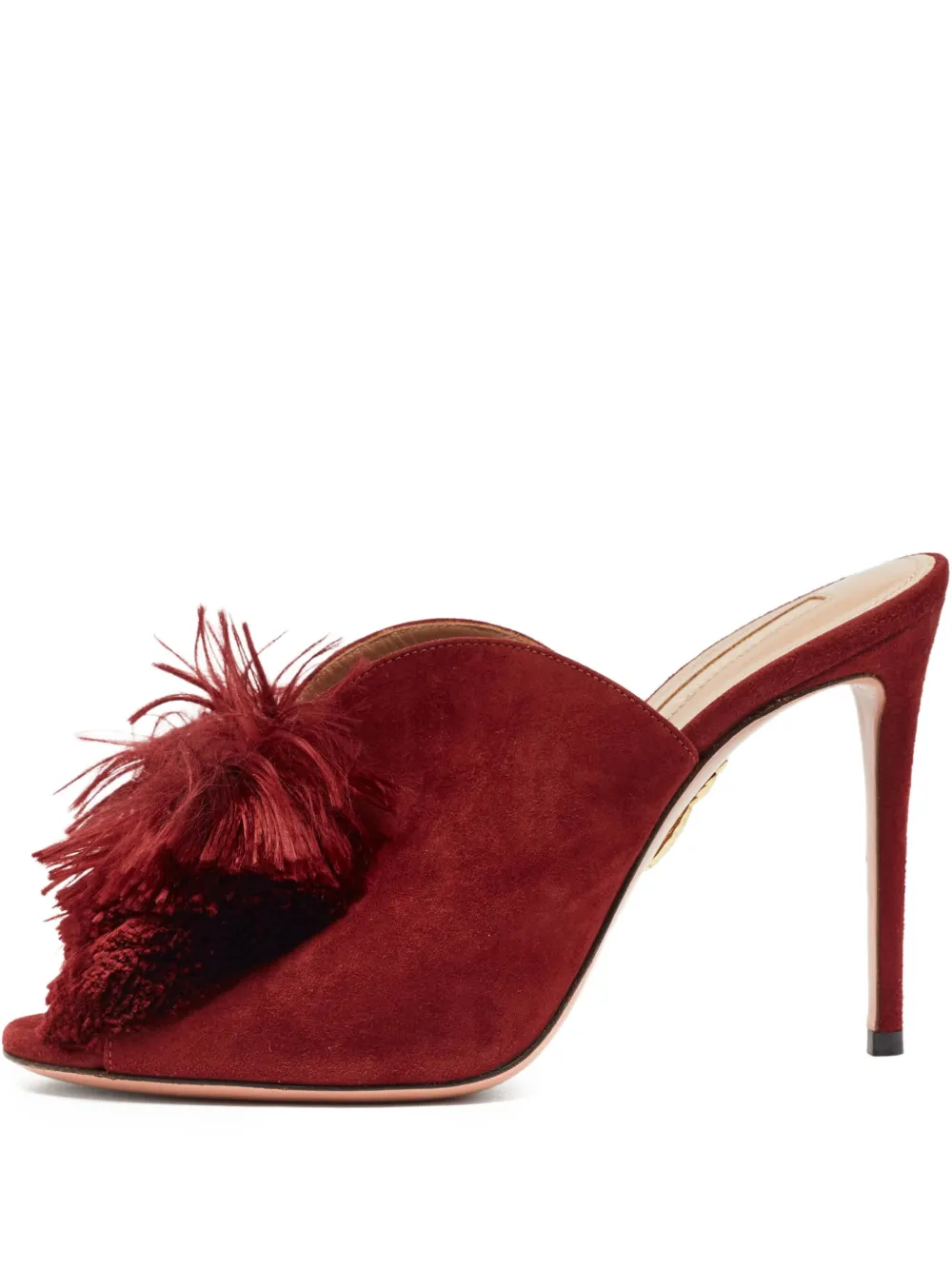 Aquazzura pre-owned 110mm Lotus feather-embellished sandals | Red | Image 1