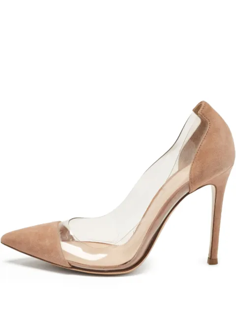 Gianvito Rossi pre-owned 100mm Plexi transparent-panel suede pumps