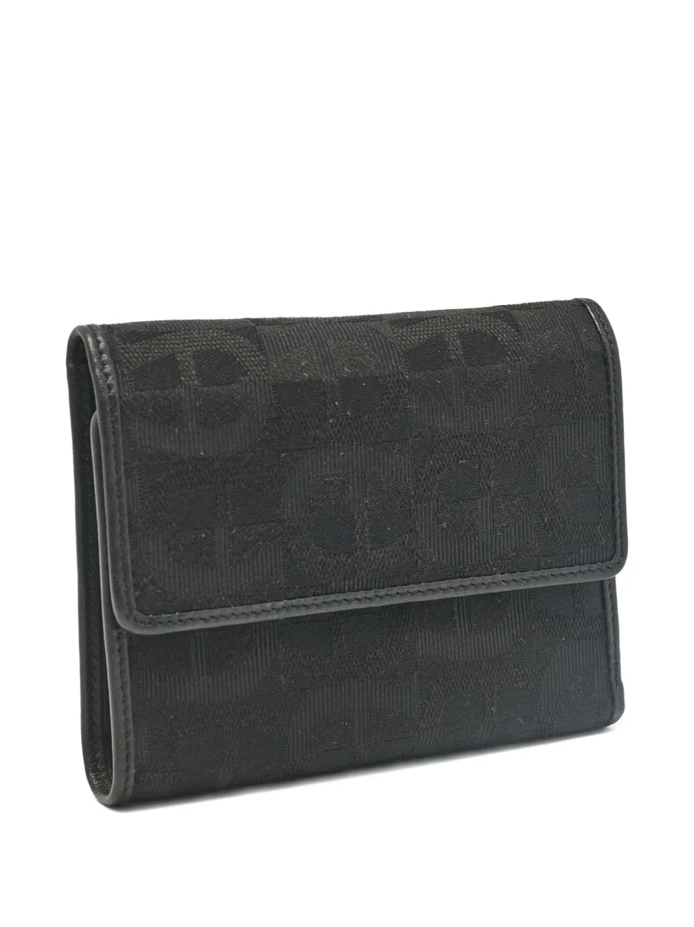Pre-owned Aigner Vintage Monogram-pattern Wallet In Black