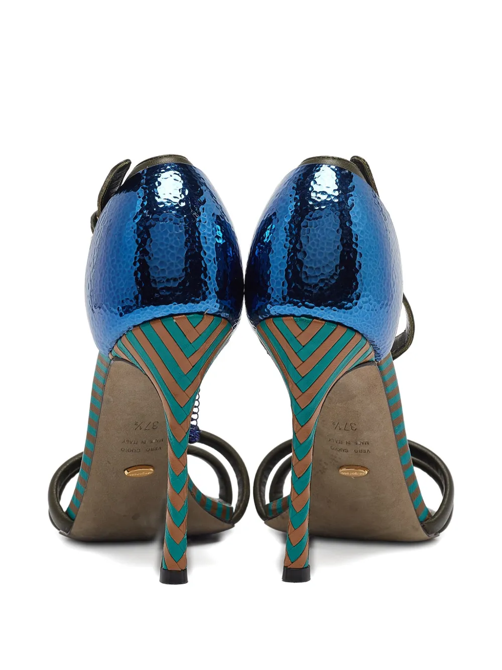 Pre-owned Sergio Rossi Vintage Mesh T-strap Sandals In Green