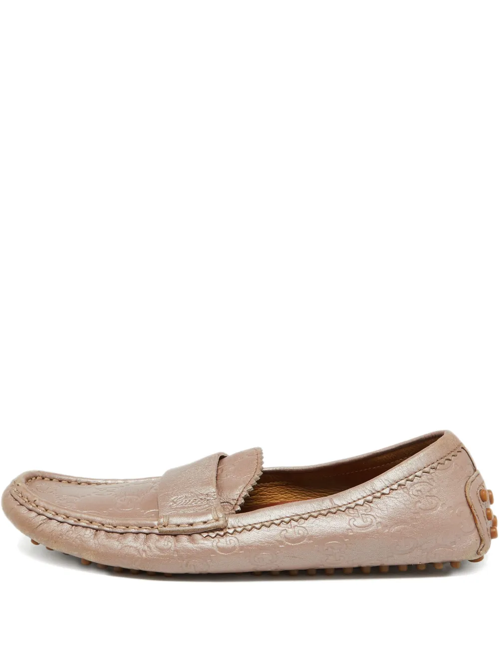 Pre-owned Gucci Leather Loafers In Pink