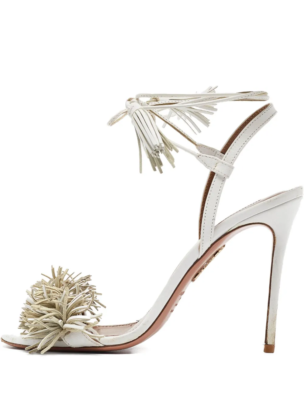 Aquazzura 110mm Wild Thing tassel fringe sandals | White | Image 1