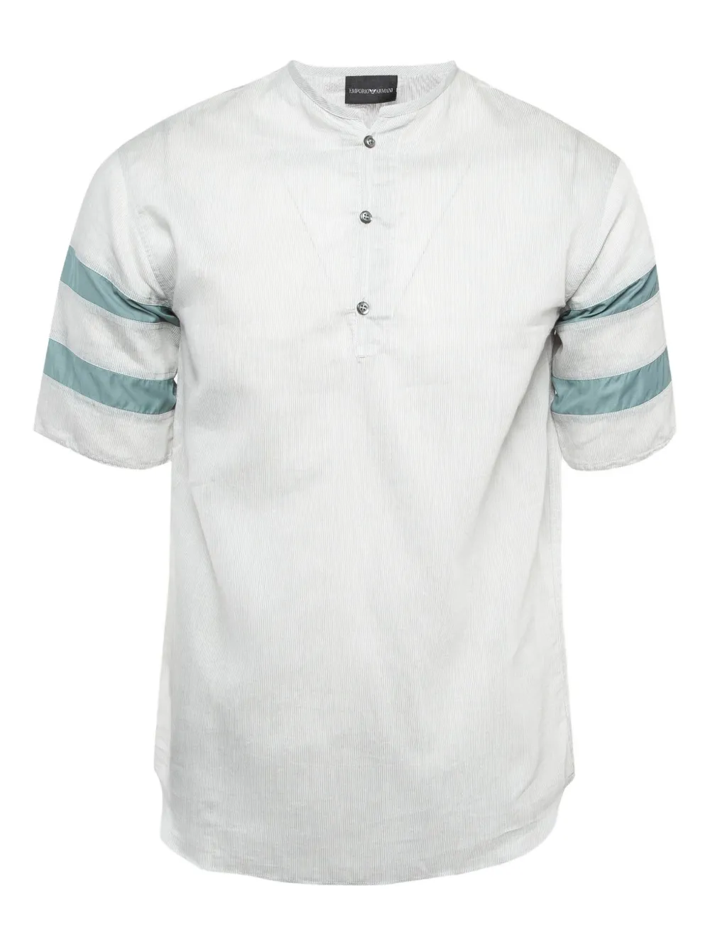 Emporio Armani Pre-Owned Gestreept T-shirt met halve voorkant Grijs