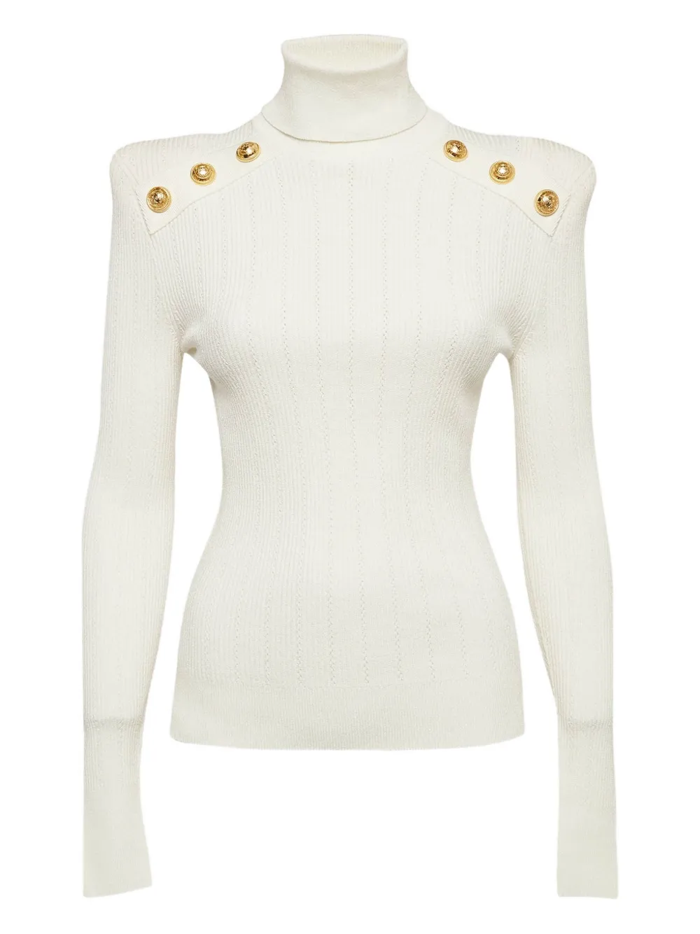 Balmain Pre-Owned 2024 ribbed turtleneck buttons sweater | White | Image 1