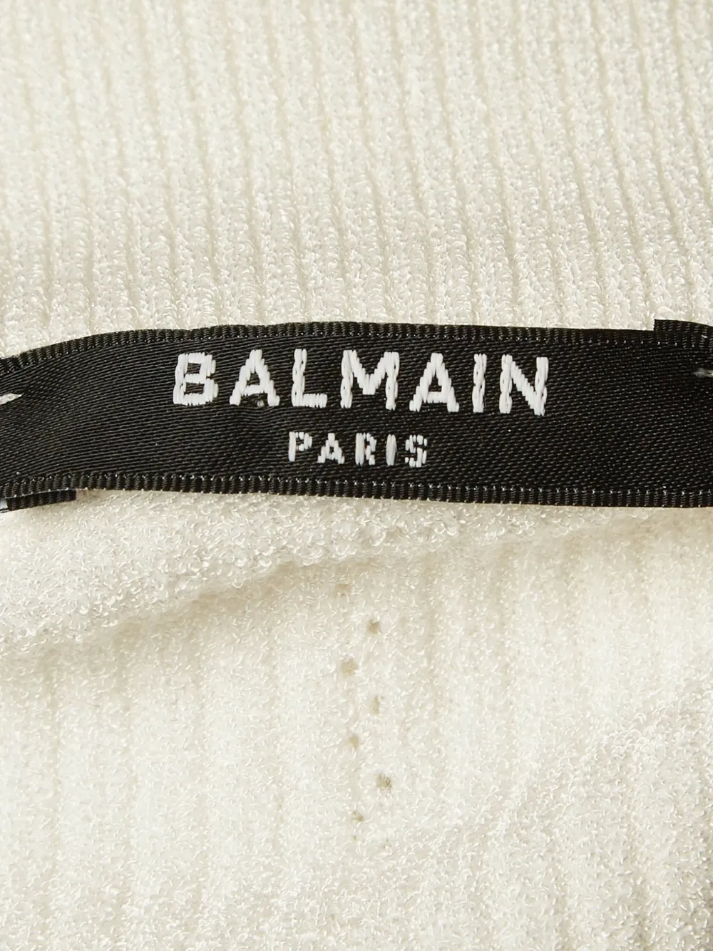 Pre-owned Balmain 2024 Ribbed Turtleneck Buttons Sweater In White