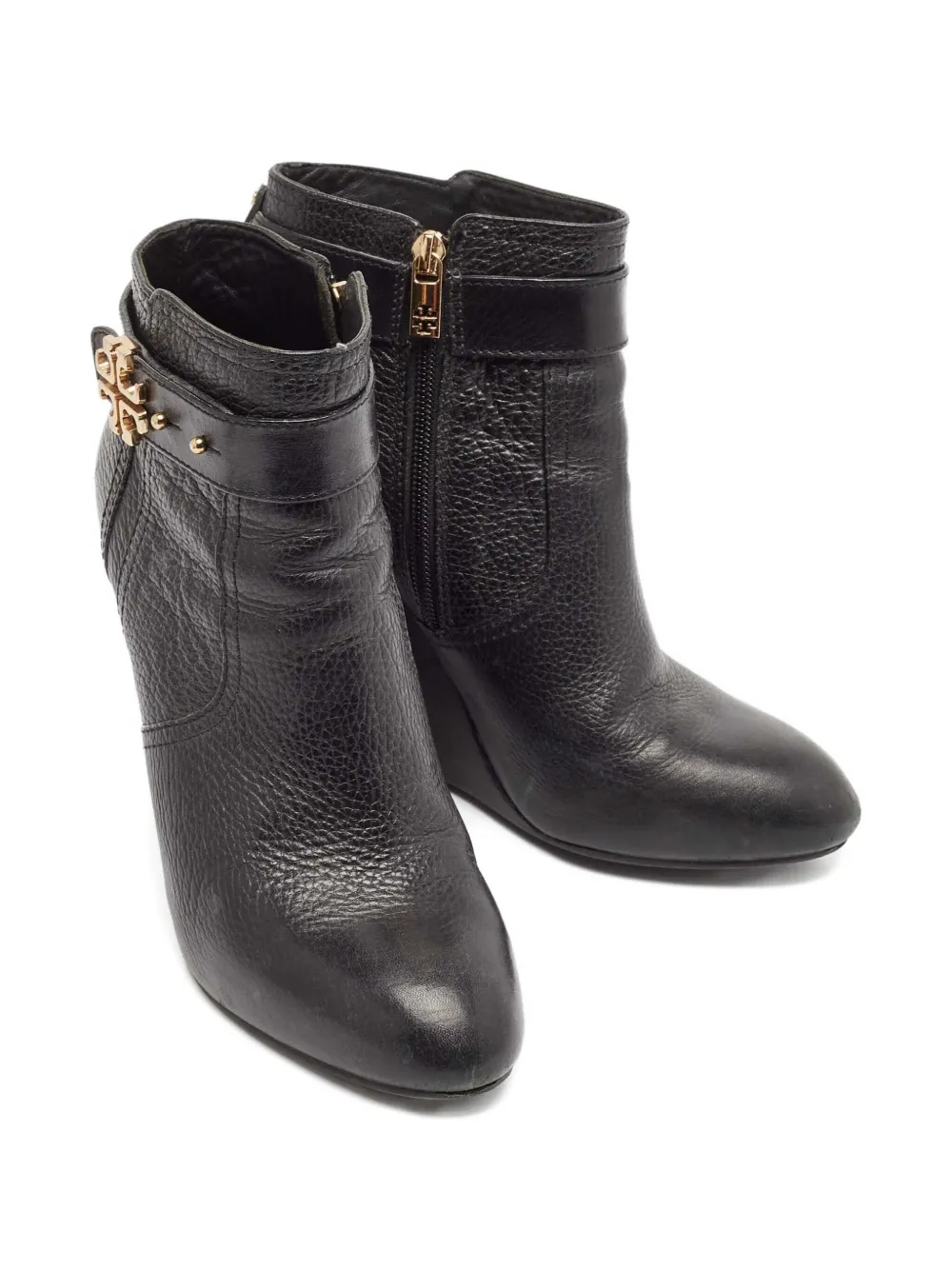 Tory Burch 2023 pre-owned 115 mm enkellaarzen met sleehak en rits - Zwart