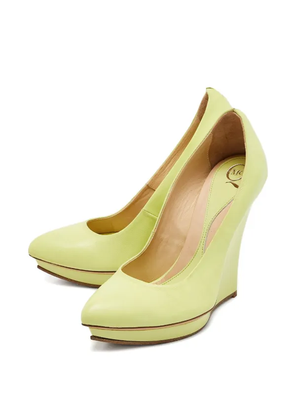 Alexander McQueen Pre-Owned 125mm Wedge Platform Pumps Green