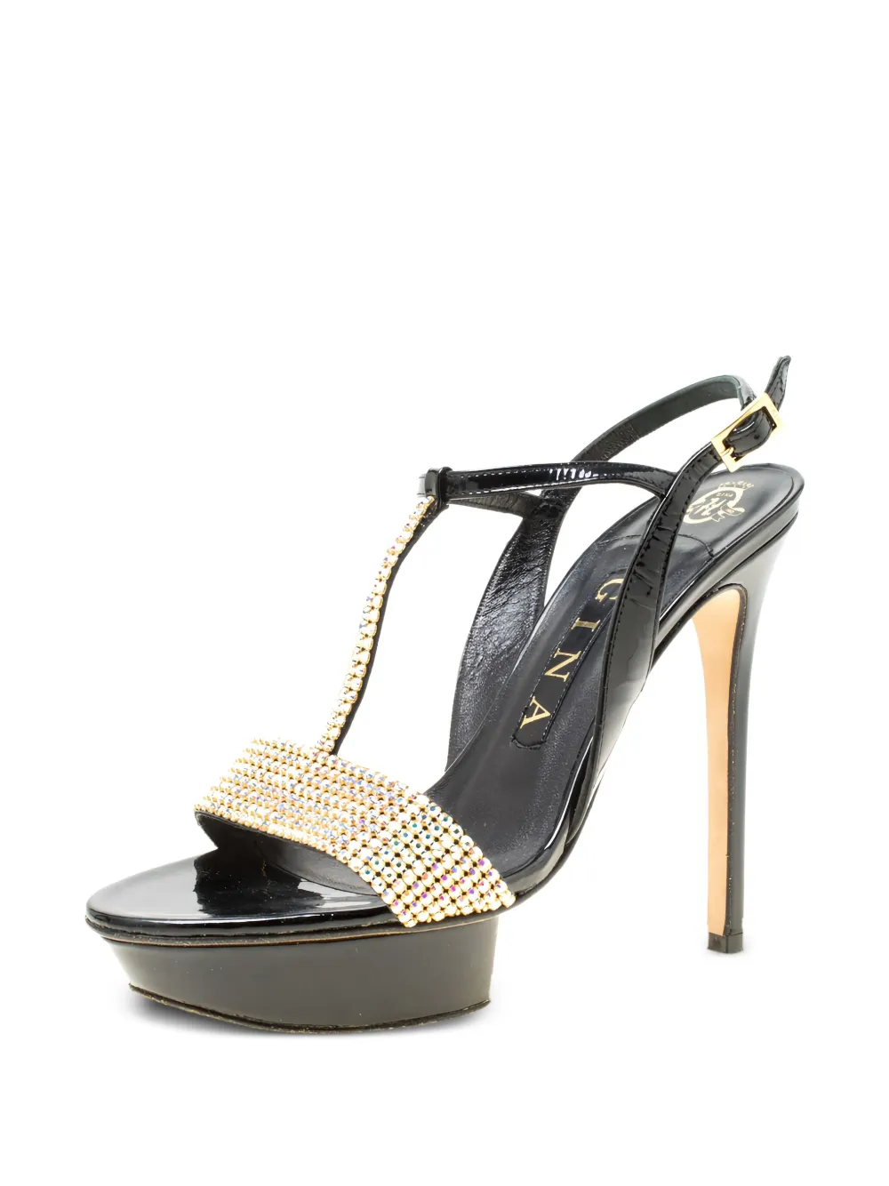 Gina 125mm crystal-embellished T-strap sandals | Image 2