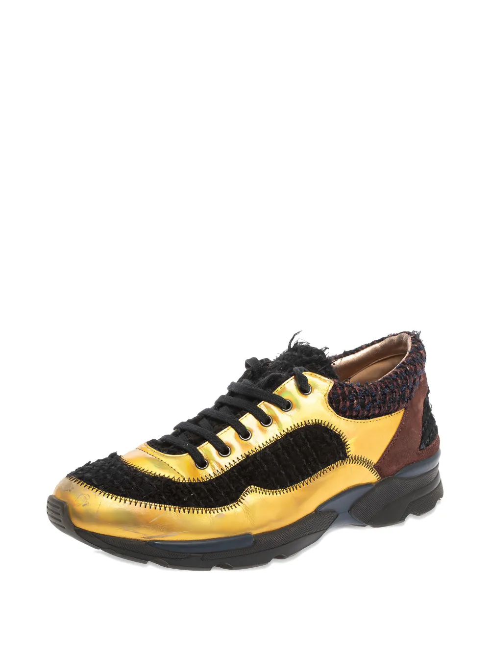CHANEL Pre-Owned tweed metallic leather sneakers | Image 2
