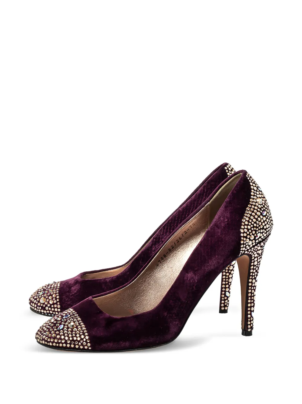 Gina Pre-owned 110 mm fluwelen pumps verfraaid met kristallen - Paars