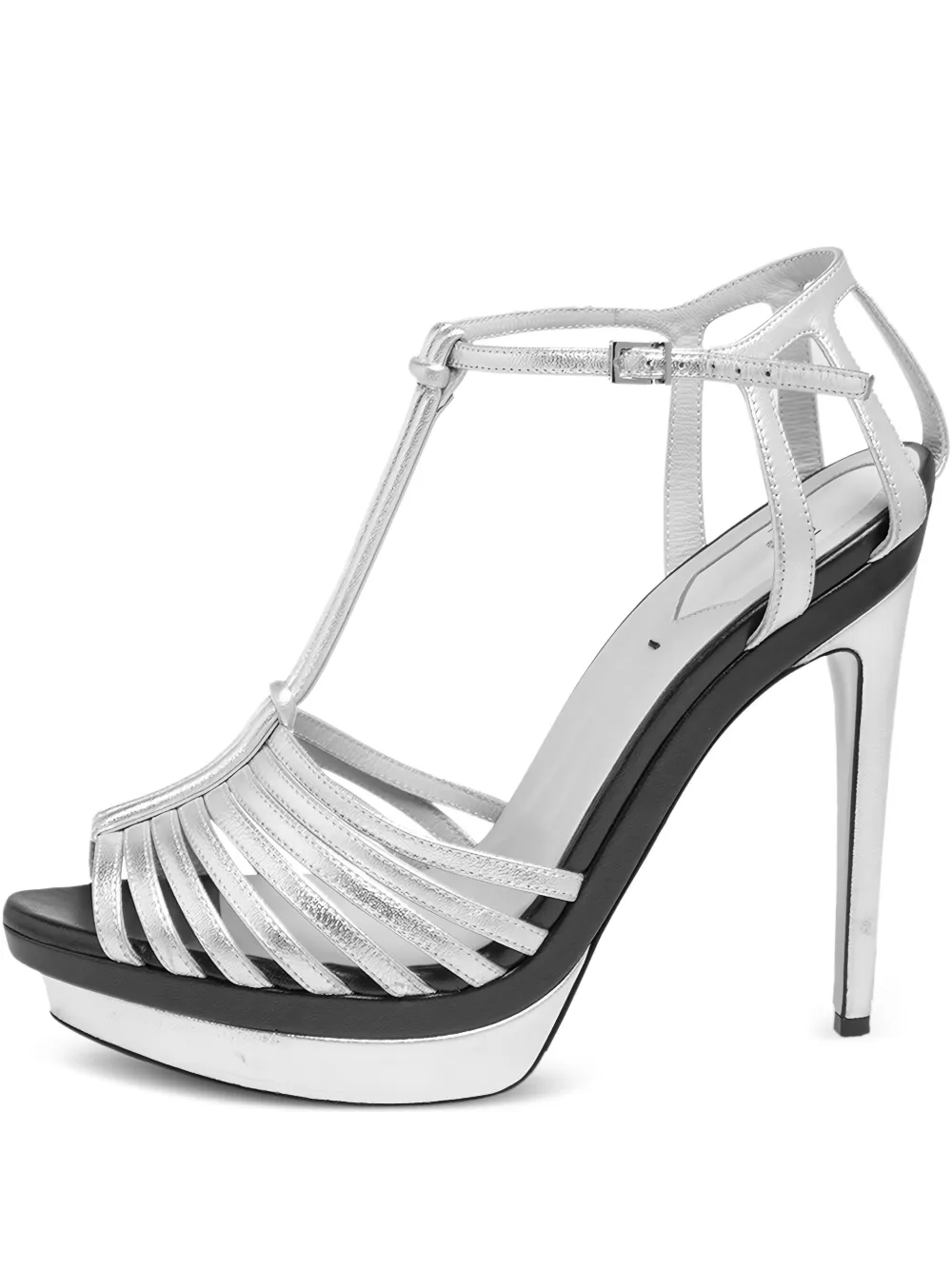 Fendi Pre-Owned 130mm metallic-effect leather sandals | Silver | Image 1