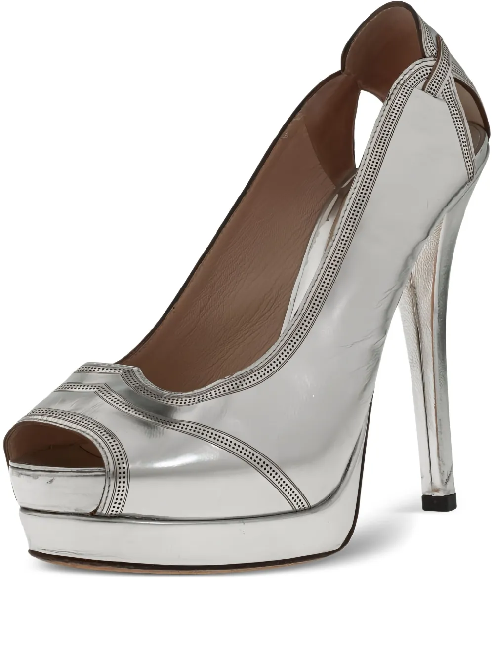 60mm leather peep-toe platform pumps