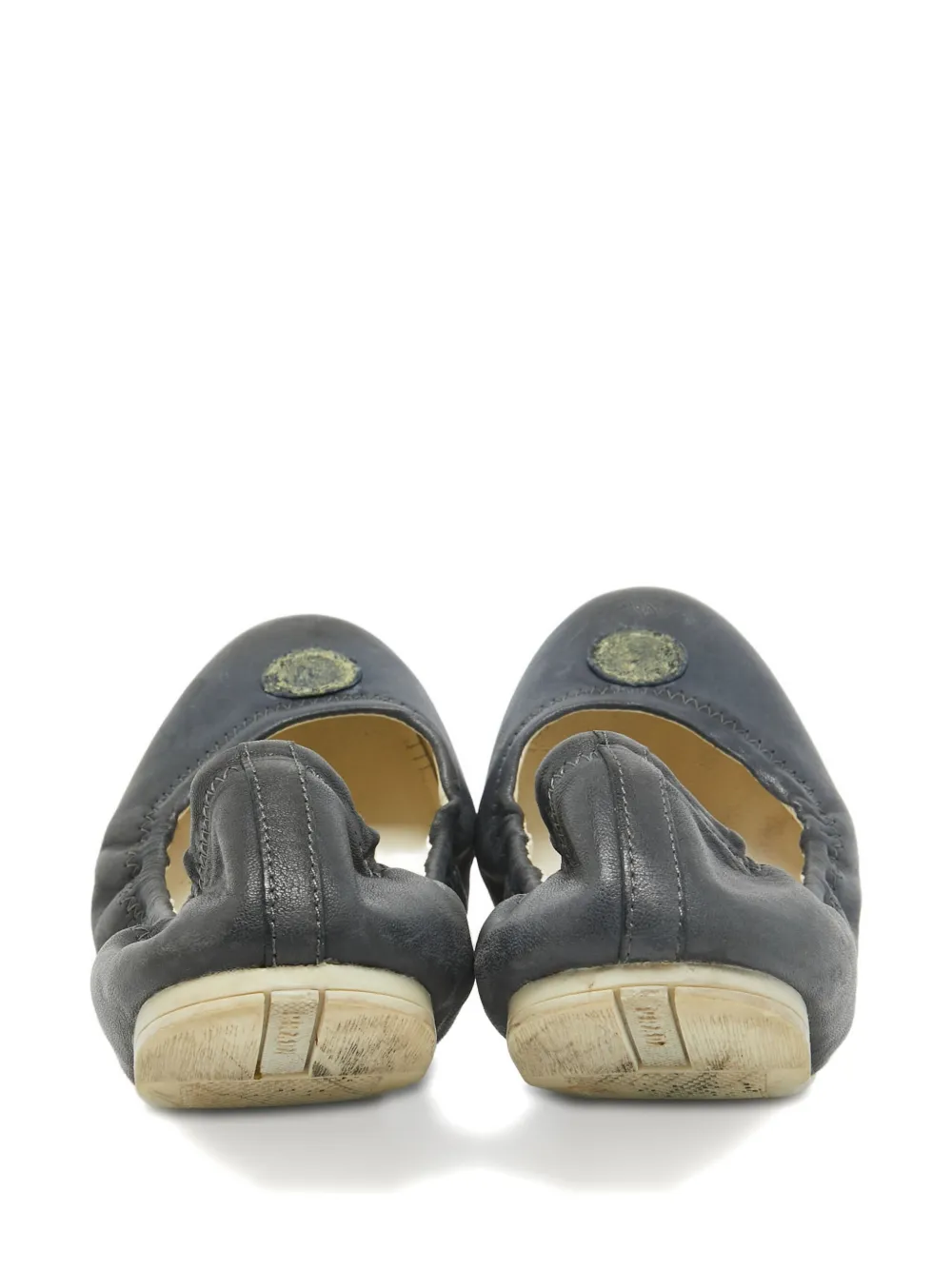 Pre-owned Prada Leather Ballet Flats In Black
