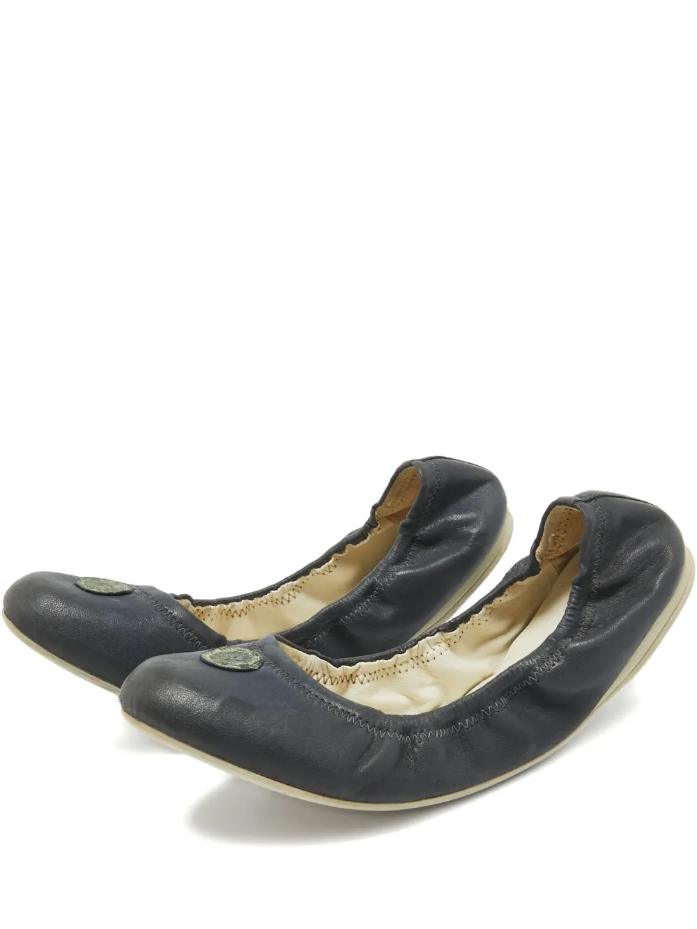 Pre-owned Prada Leather Ballet Flats In Black
