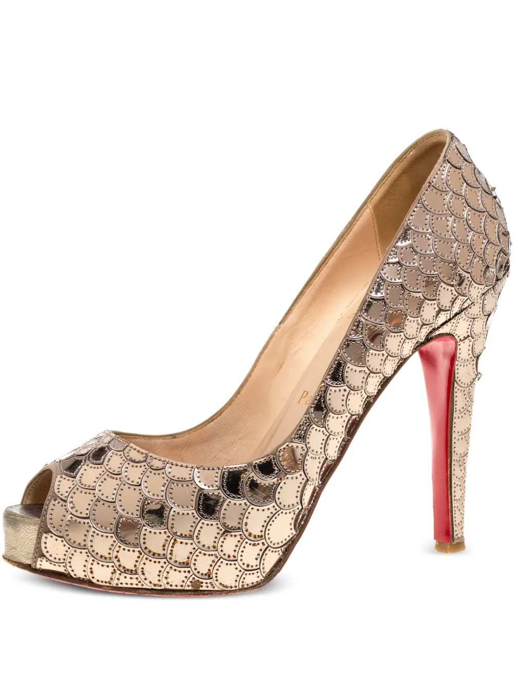 Christian Louboutin Pre-Owned ピープトゥ パンプス 115mm - ニュートラル Christian Louboutin Pre-Owned ピープトゥ パンプス 115mm - ニュートラル