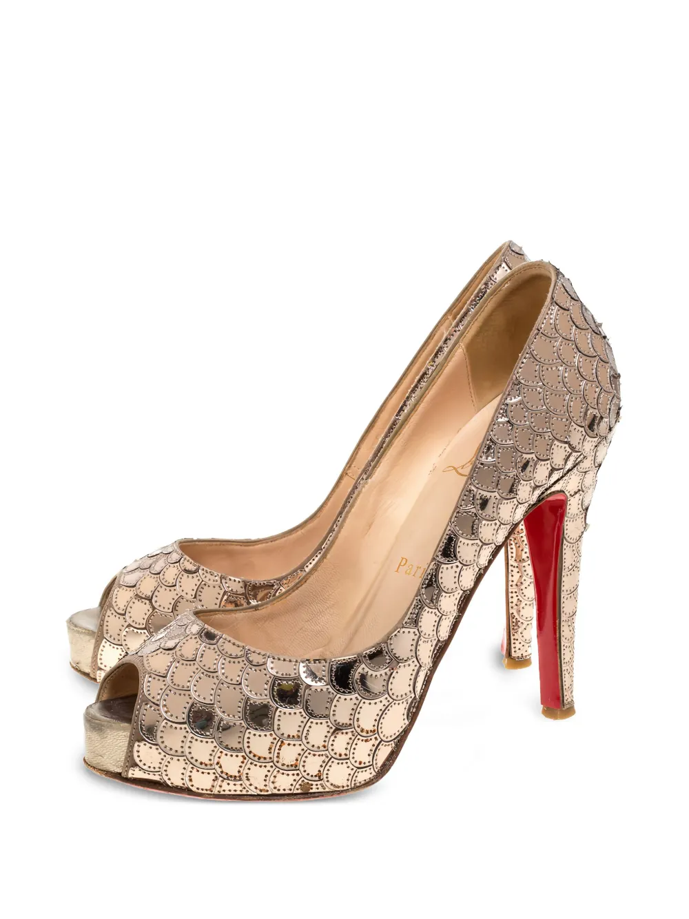 Christian Louboutin Pre-Owned 115 mm pumps met open neus - Beige