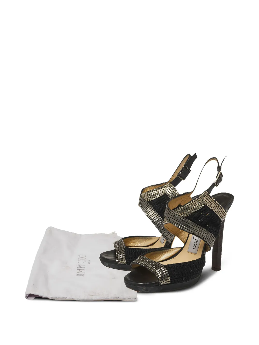Jimmy Choo Pre-Owned メッシュ サンダル 120mm | ブラック | FARFETCH JP