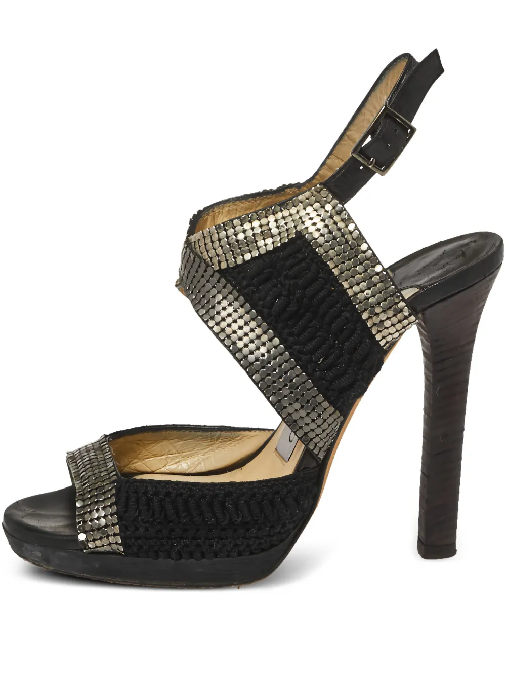 Jimmy Choo Pre-Owned 120mm mesh-detailed sandals | Black | Image 1