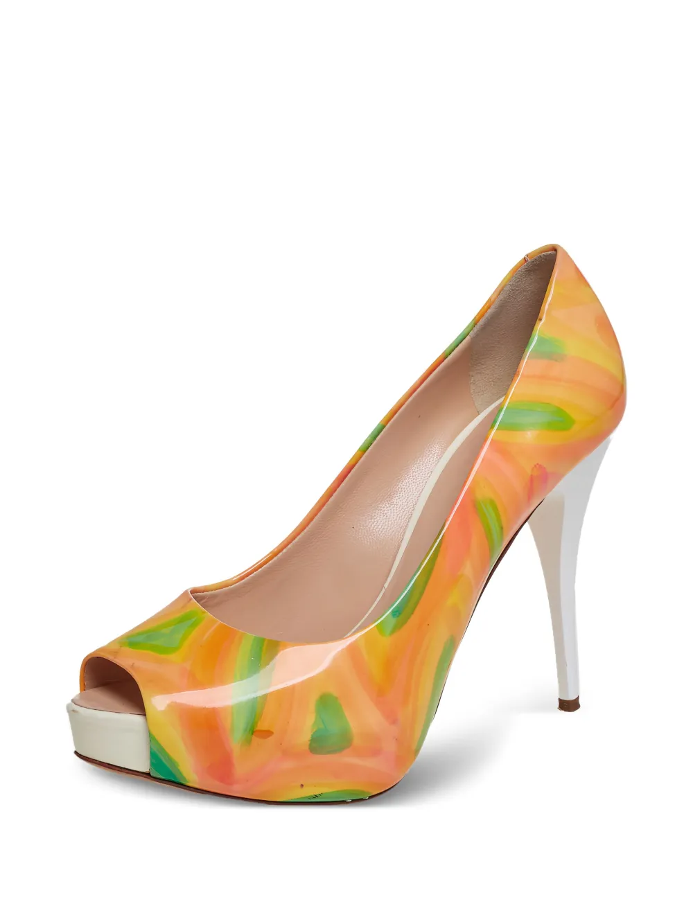 Giuseppe Zanotti Vintage Pre-owned 110 mm pumps met plateauzool en open neus - Oranje