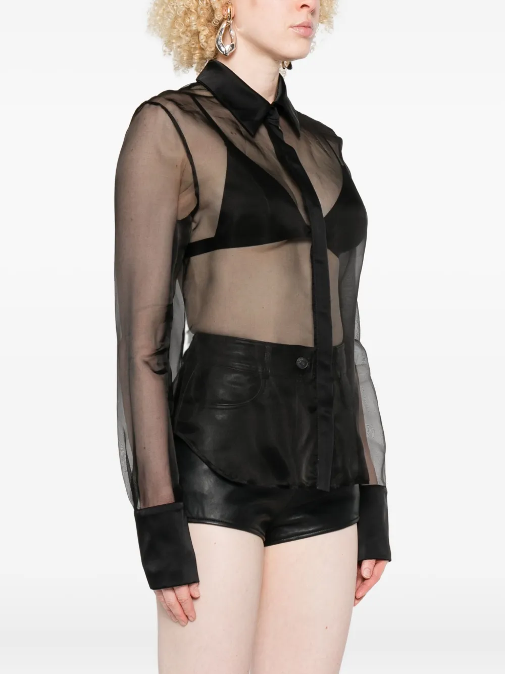 David Koma Semi-doorzichtige blouse Zwart