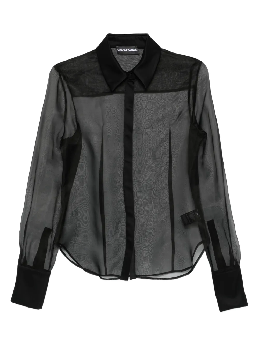 David Koma panelled semi-sheer shirt - ブラック David Koma panelled semi-sheer shirt - ブラック