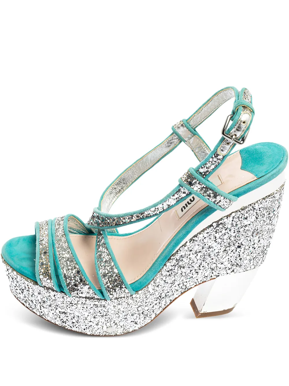 135mm glitter-embellished suede sandals