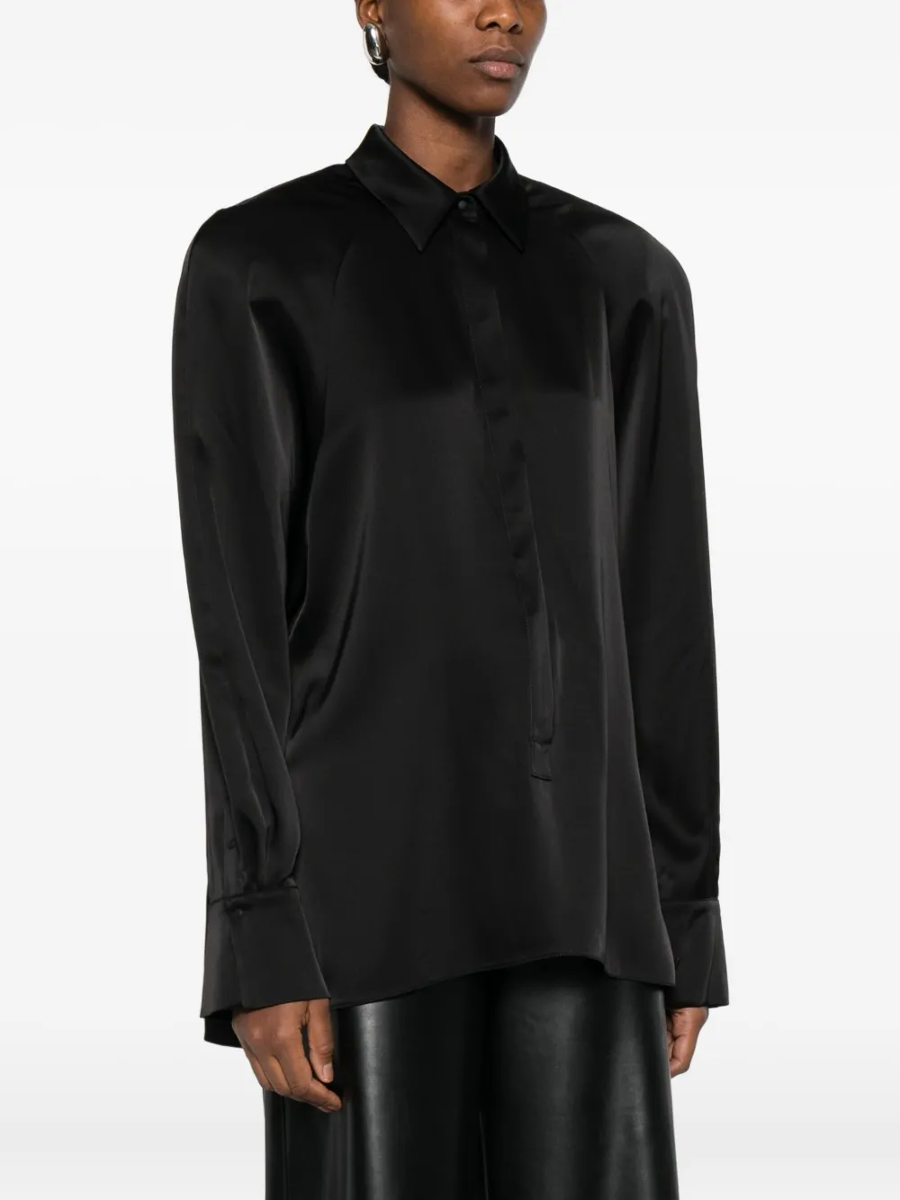 David Koma Satijnen blouse Zwart