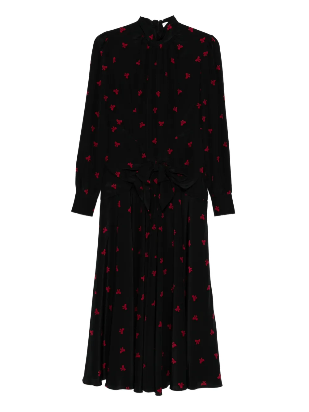 Alessandra Rich bow-print silk dress Zwart