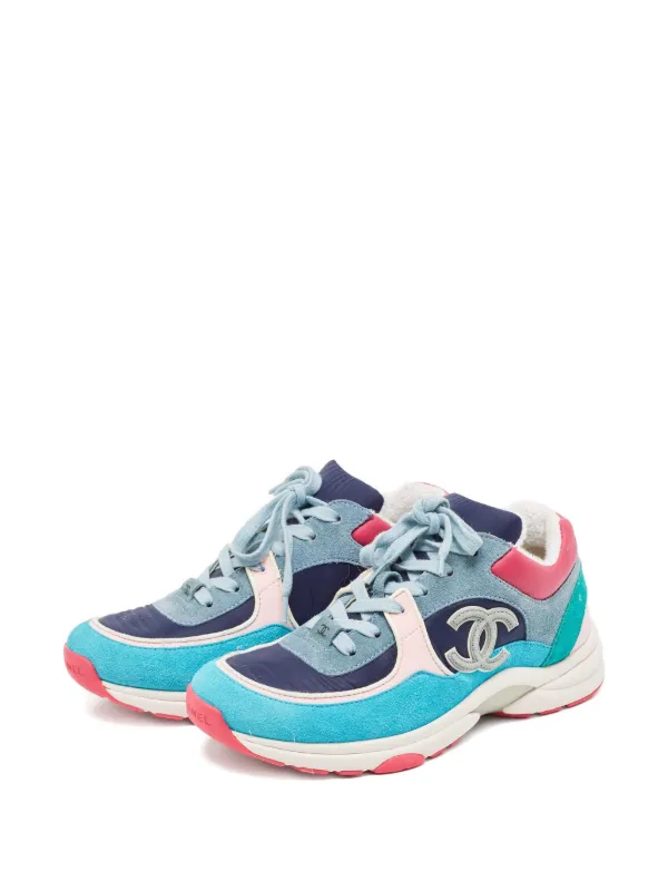 CHANEL Pre-Owned Leather Sneakers | Blue | FARFETCH