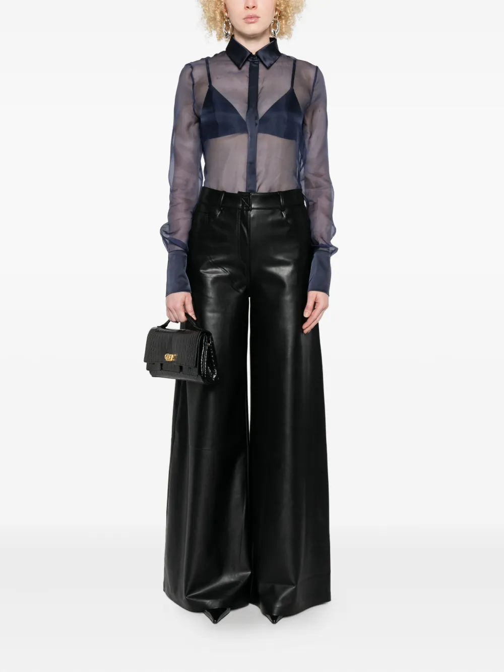 David Koma Semi-doorzichtige blouse - Blauw
