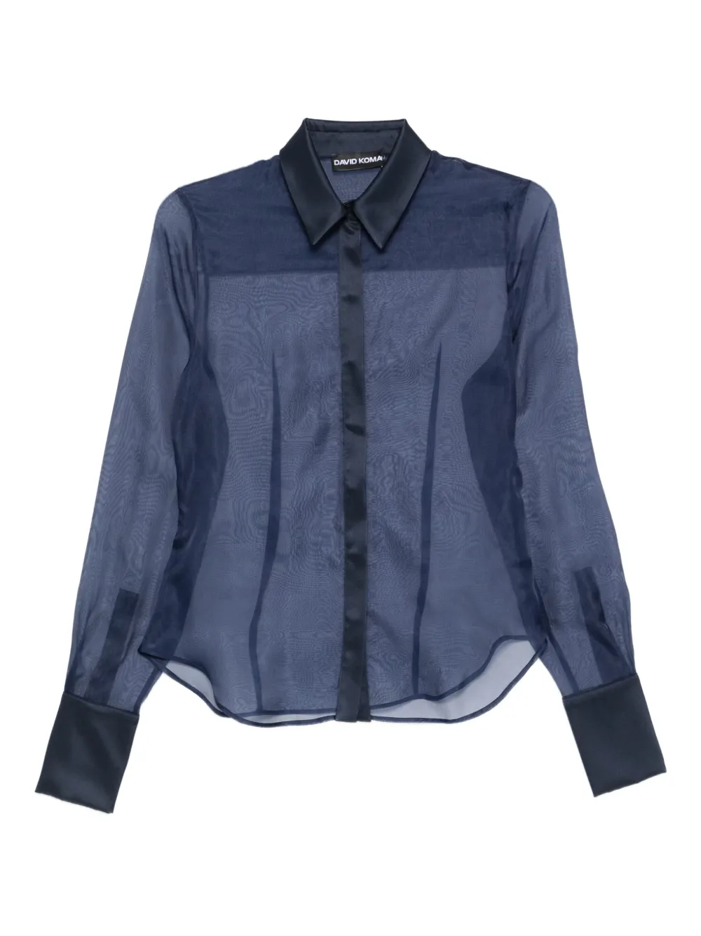 David Koma panelled semi-sheer shirt - ブルー David Koma panelled semi-sheer shirt - ブルー