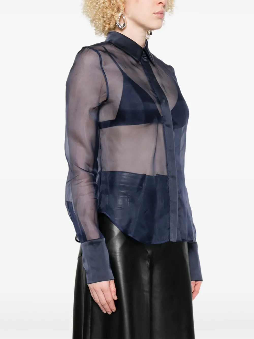 David Koma Semi-doorzichtige blouse Blauw