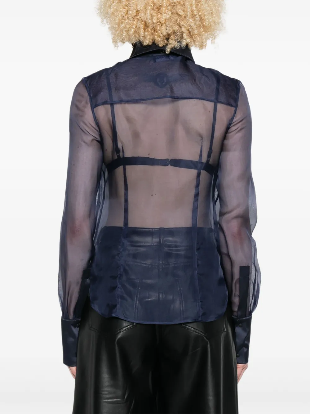 David Koma Semi-doorzichtige blouse Blauw