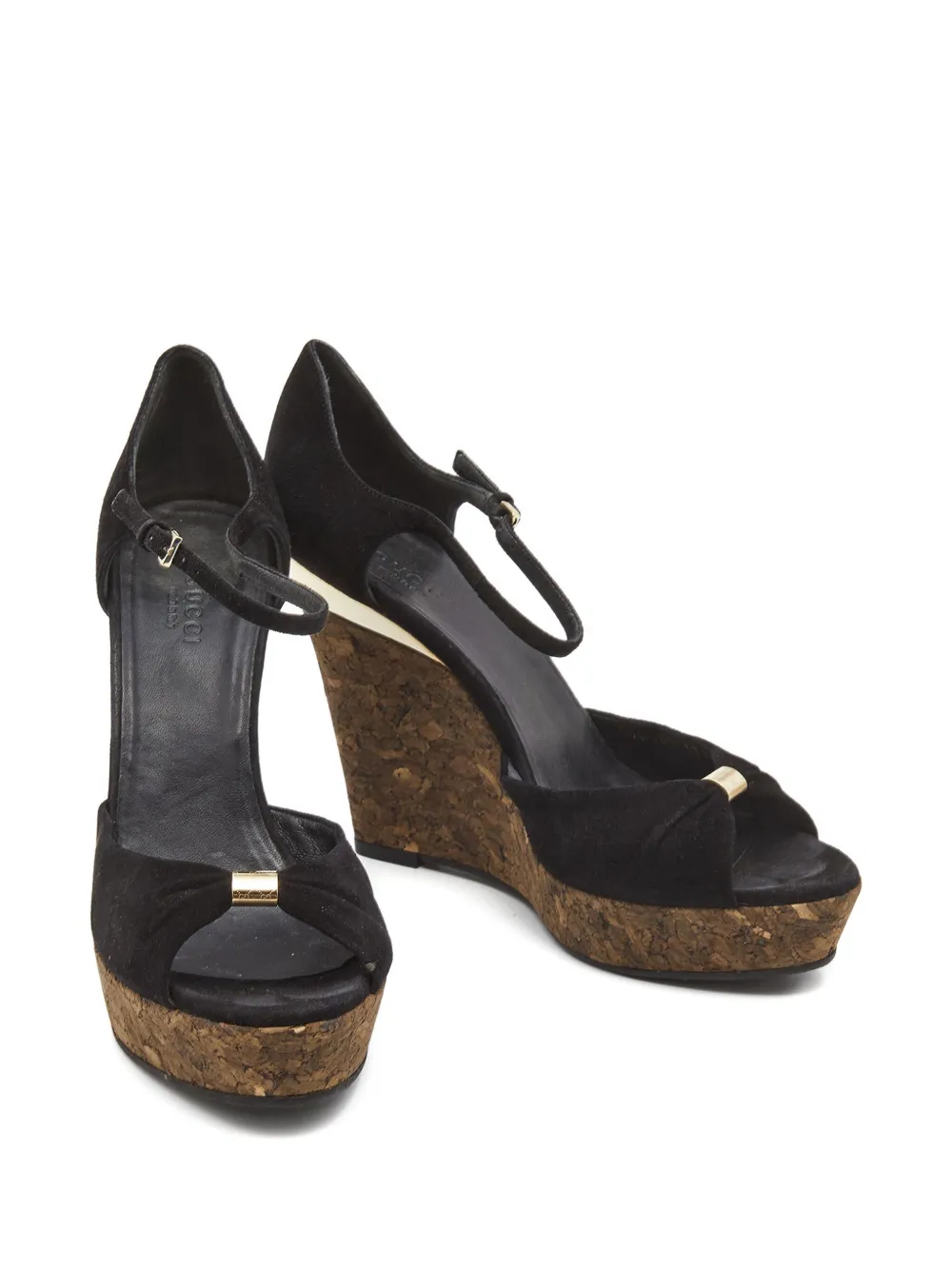 Gucci Pre-Owned Sandalen met open neus en sleehak - Zwart