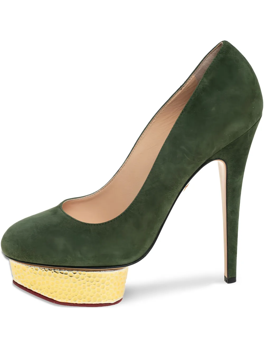 Pre-owned Charlotte Olympia  150mm Dolly Suede Platform Pumps